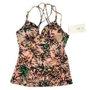 ATHLETA Aqualuxe Floral Print Molded Tankini Swim Top SIZE M